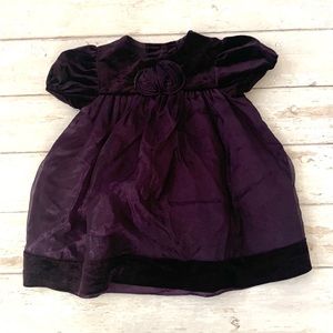 Girls 3T Plum Deep Purple Tulle Velvet Bell Sleeves Formal Dress Kids Toddler